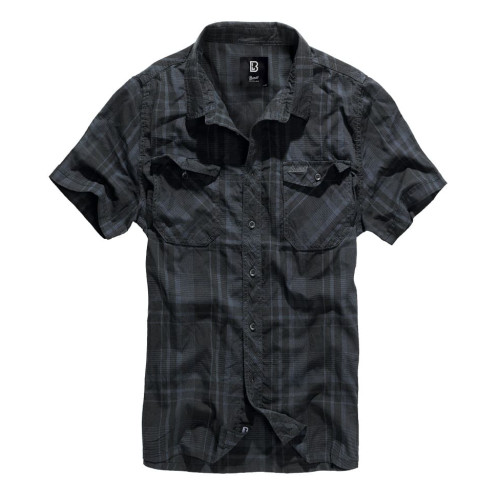 Brandit Roadstar Košeľa pánska s krátkym rukávom Čierna/Modrá